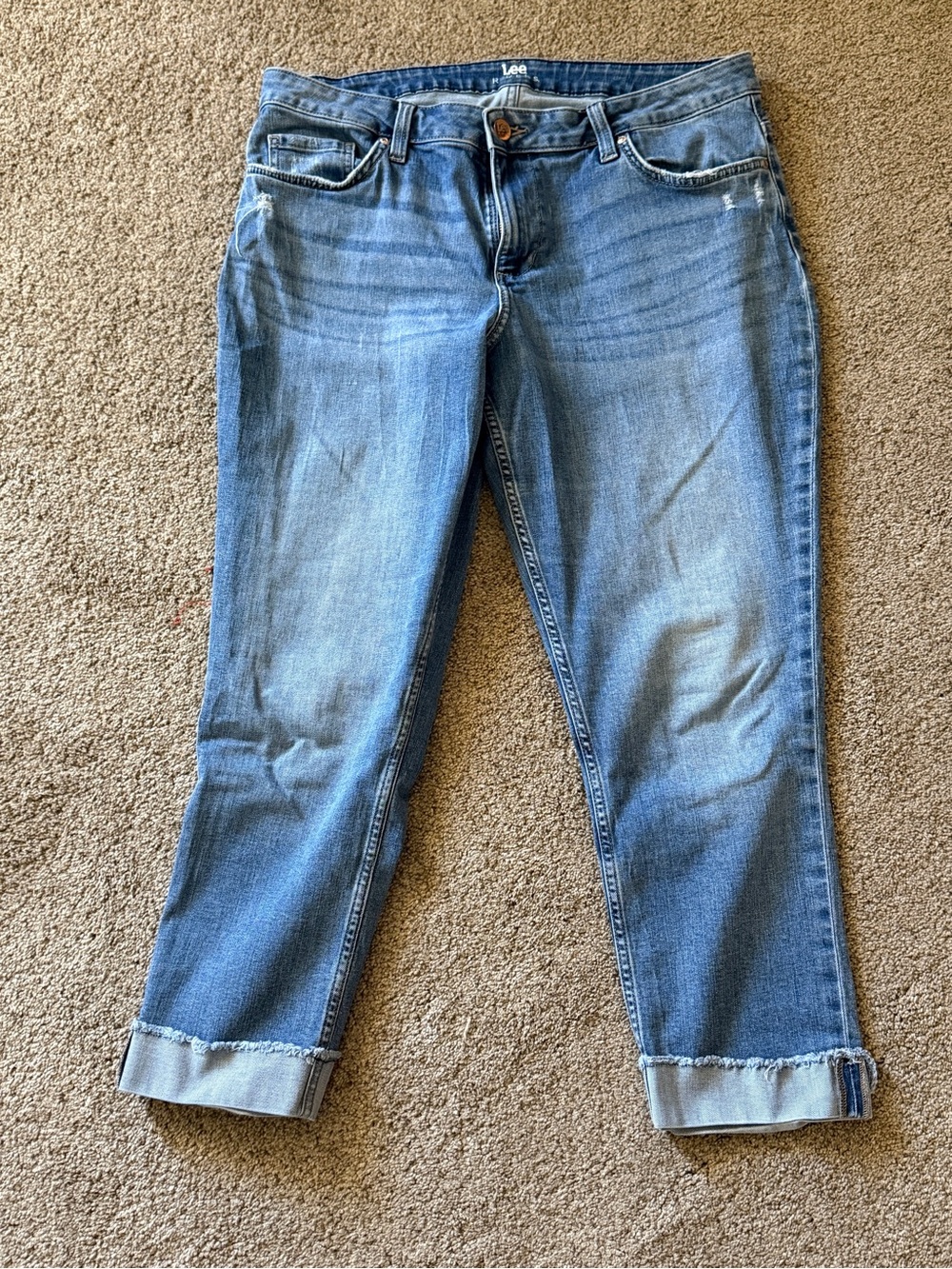 Lee Cropped Light Blue Cuffed Jeans